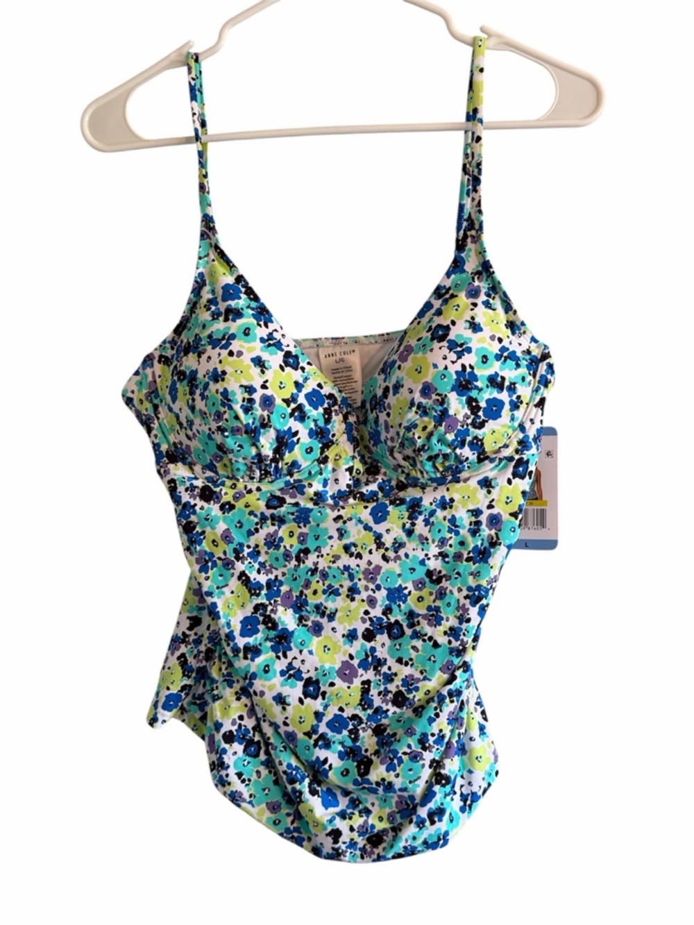 Anne Cole Blue, Green & White Floral Tankini